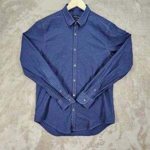 Zara Man Denim Slim Fit Button-Down Shirt Men's Size L Blue Long Sleeve